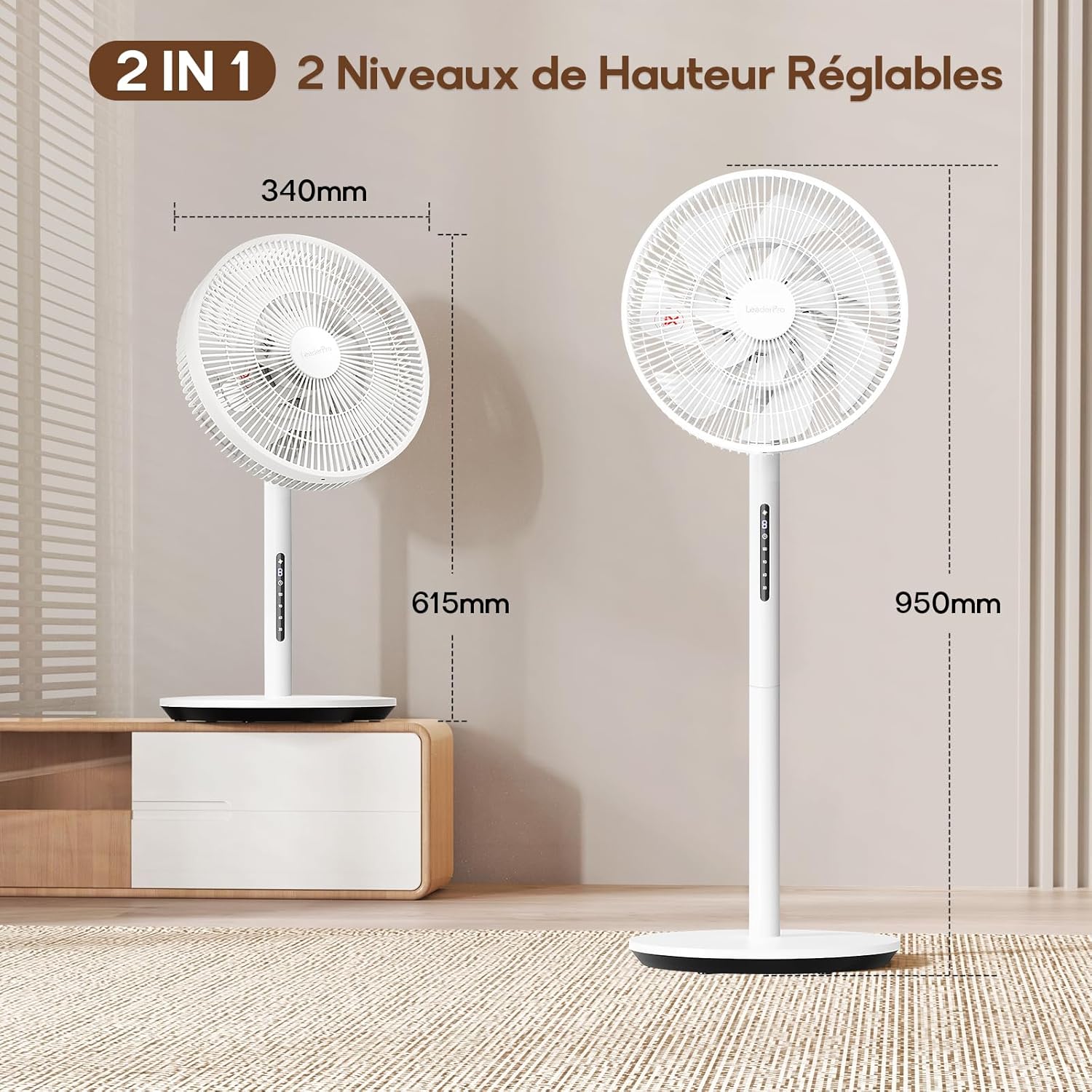 LeaderPro Ventilateur sur Pied DC